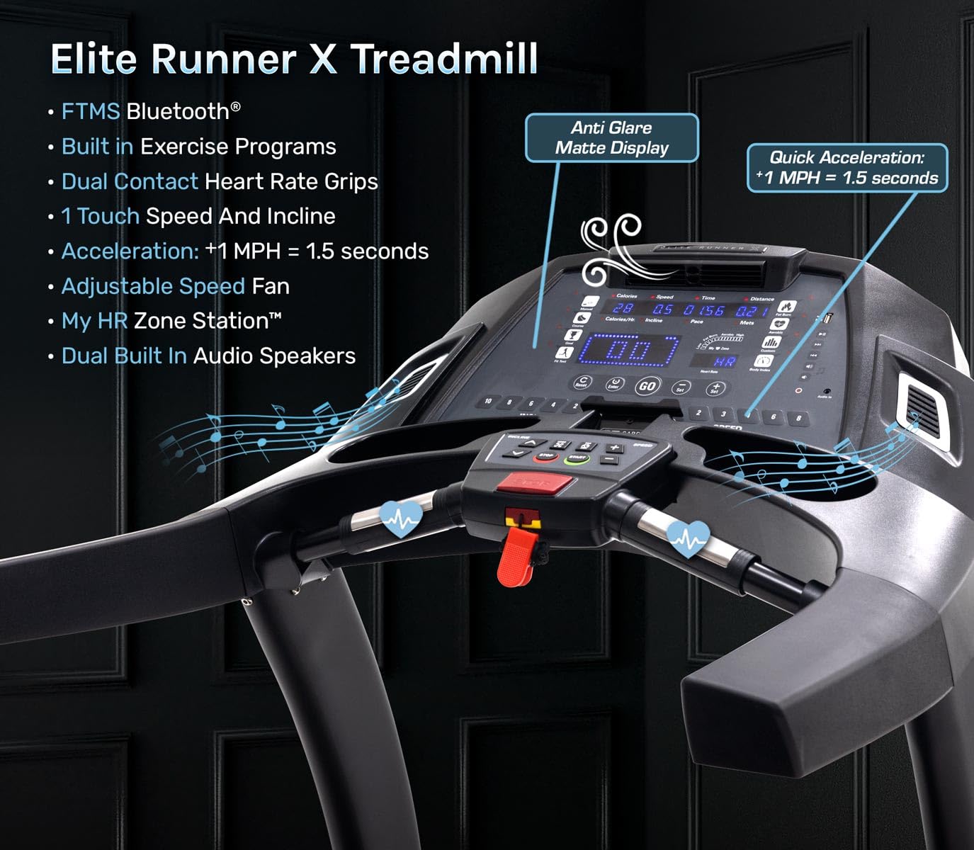 3G Cardio Elite Runner X Treadmill - Commercial Grade - FreeSync FTMS Bluetooth Connectivity - 4.0 HP - Large Ortho Flex Shock Suspension System Deck - Marathon Training - 400 lb Capacity