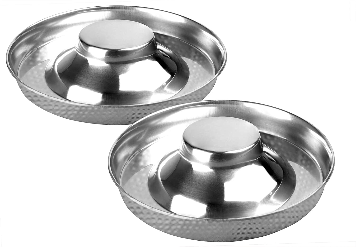 King International Stainless Steel Hammered Dog Bowl 2 Puppy Litter Food Feeding Weaning Silver Stainless Dog Bowl Dish Large Dogs, Pets Feeder Bowl and Water Bowl Perfect Choice