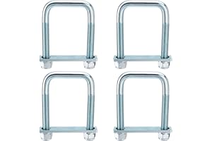 Racewill 4 Pack Square U Bolt for 3 Inch Wide Leaf Spring, Galvanized Steel U Bolt Brackets with Plates, 5" Long x 3-1/8" Wid