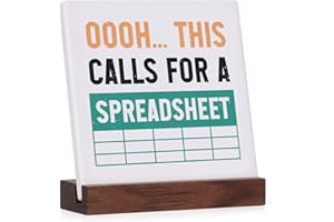 SUSASSY Office Decor for Women Desk - Cute Desk Decor - This Calls for a Spreadsheet - Gifts for Boss, Boss Lady Women Friend Coworker Employees- Plaque Sign with Wooden Stand, Christmas Gifts