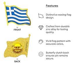 Greece Flag Lapel Pin - Enamel Metal National Badge