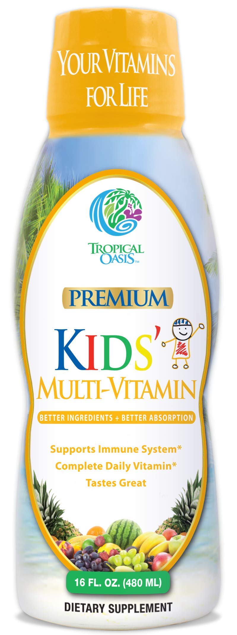Premium Kids Liquid Multivitamin & Superfood 100 DV of 14 Vitamins