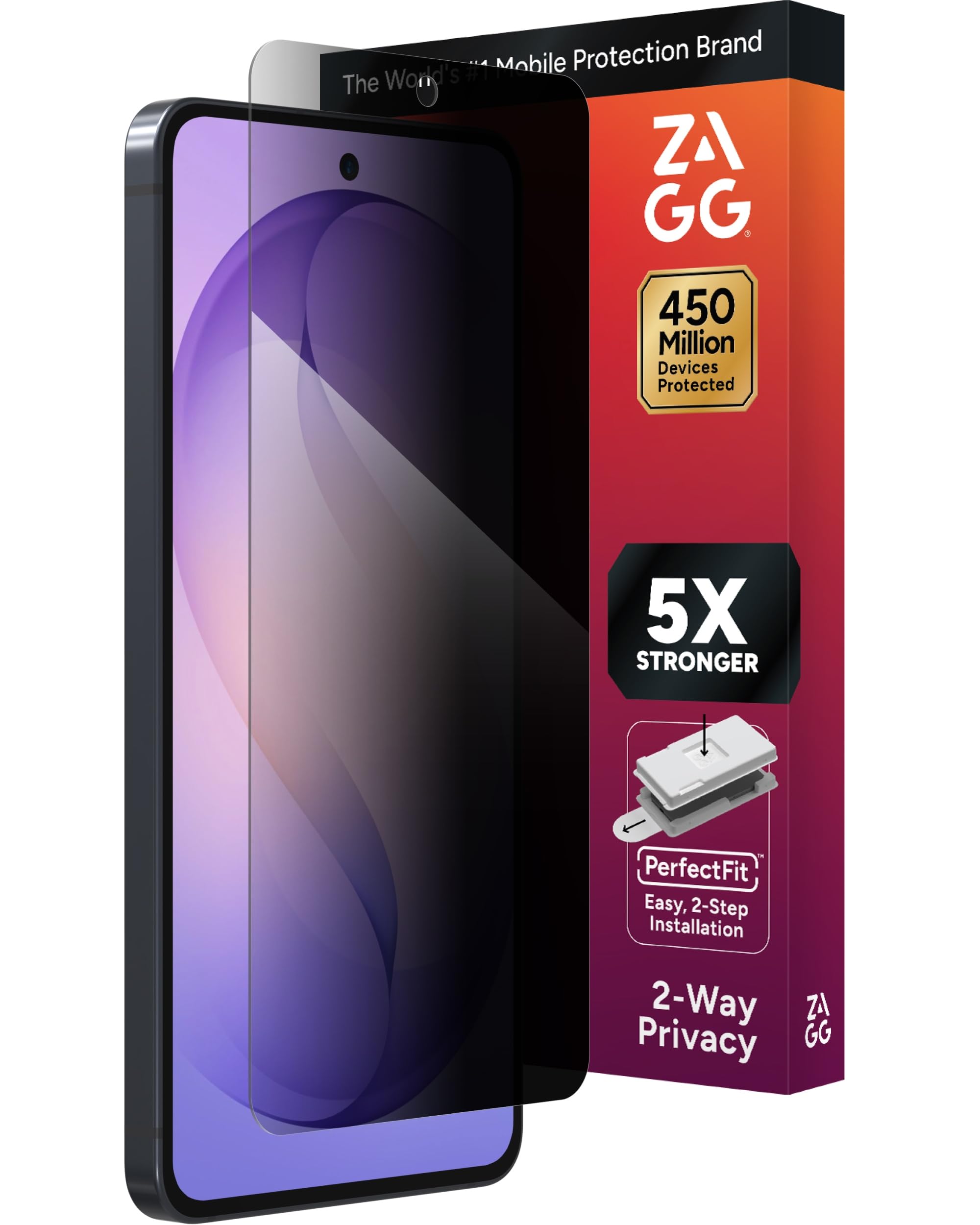 ZAGG Glass Elite Privacy Samsung Galaxy S26 Screen Protector - Tempered Glass 5X Stronger Impact Protection, 2-Way Privacy Filter, Smudge-Free ClearPrint, Case Friendly, Easy Install