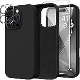 GONEZ Magnetic for iPhone 16 Pro Max Case, Compatible with MagSafe, Liquid Silicone Case, with Screen Protector + Camera Protector, Full Body Protective Shockproof Phone Cover 6.9", Black