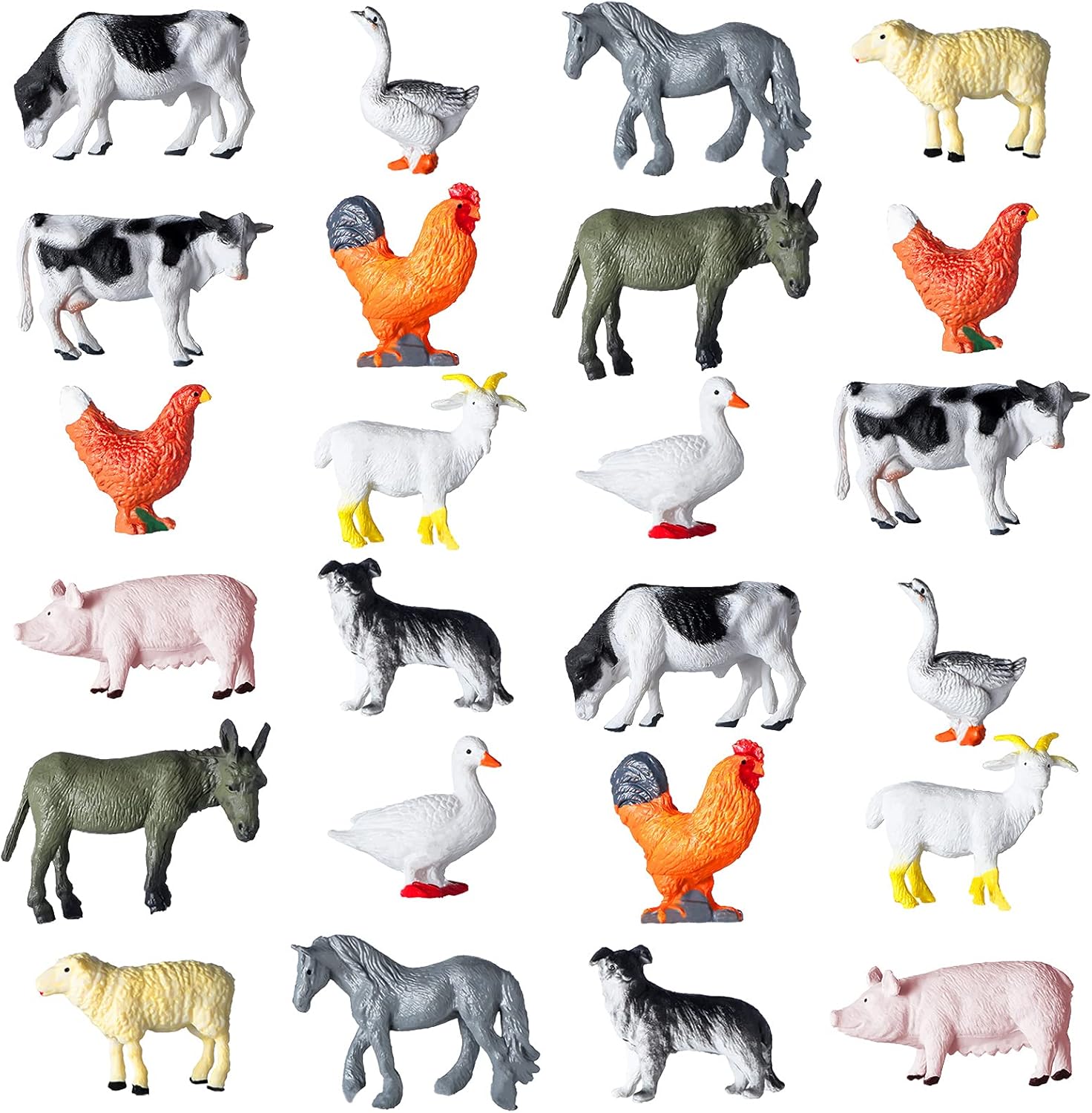 24 Pieces Mini Farm Animal Figurines Plastic Farm Barn Animal Miniature Realistic Farm Animals Figure Toys for Fairy Garden Home Decor Christmas Party Favors