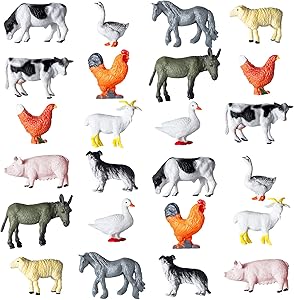 24 Pieces Mini Farm Animal Figurines Plastic Farm Barn Animal Miniature Realistic Farm Animals Figure Toys for Fairy Garden Home Decor Christmas Party Favors