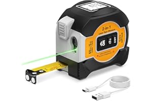 NEITRA 2-in-1 Laser Tape Measure, 197Ft Rechargeable Measuring Tape & 16Ft Manual Tape Measure with Movable Magnetic Hook, Support to Pythagorean, Area, Volume, Ft/in/M Unit Laser Measuring Tool