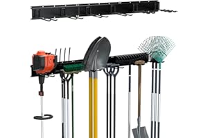 UNITEDPOWER Garden Tools Storage Rack, Adjustable Garage Tool Organizer Wall Mount, Heavy Duty Lawn Tool Holder, Hold Up to 280lbs