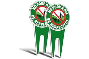 Faittoo No Dog Poop Yard Signs, 2 Pack 12 x 6 Inches Aluminum No Poop No Pee Dog Signs for Yard, Be Respectful Sign for Outdo