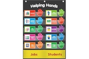 ABCxGOOD Helping Hands Pocket Chart,Classroom Jobs and Management Pocket Chart, Preschool Classroom Must Haves Supplies, Great for Classroom Homeschool. (Black) (Black, 29"*20.5")
