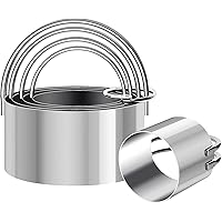 ALLTOP 5 Pieces Circle Biscuit Cutter,Professional Stainless Steel Round Cookies Mold Tool with Ring Handle for Baking Pastry