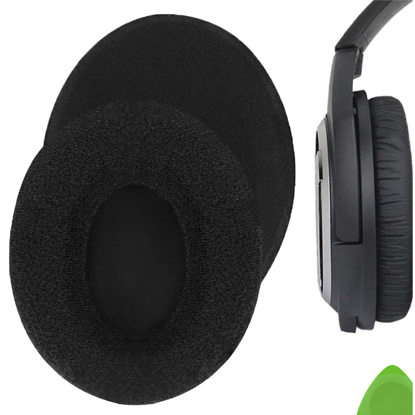 Geekria Comfort Velour Replacement Ear Pads for Sennheiser HD418, HD419, HD428, HD429, HD439, HD438, HD448, HD449 Headphones Ear Cushions, Repair Parts (Black)