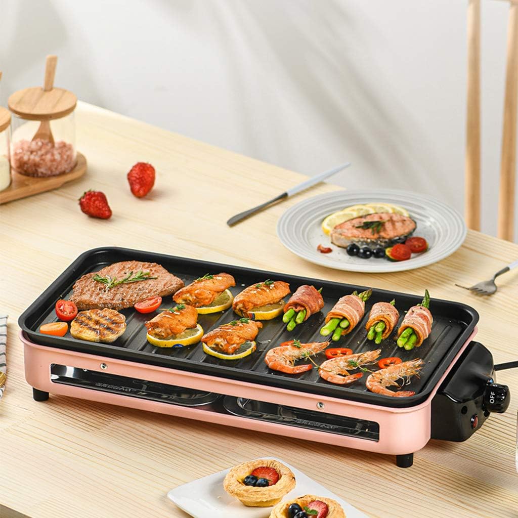 review Removable Plate Electric Indoor Grill, Five-gear Adjustable Indoor/outdoor Barbecue Grill, Multi-purpose Super-large Capacity Can Satisfy 4-8 People Dining