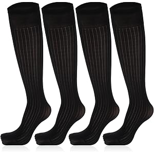 Yuanchu 4 Pack Men Silk Thin Socks, Ultra Thin Dress Socks for Men Sheer Nylon Sock Breathable Business Casual Crew Sock