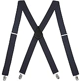 MIAOMIAO Suspenders for Men Heavy Duty Mens Suspenders with 4 Super Strong Metal Clip Adjustable Elastic Shoulder Straps