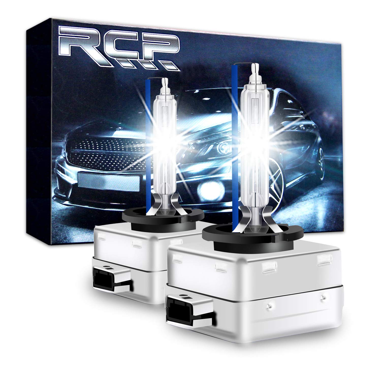 Best HID Headlight Kits RCP - D3S8 - (A Pair) D3S/ D3R 8000K Xenon HID Replacement Bulb Ice Blue Metal Stents Base 12V Car Headlight Lamps Head Lights 35W