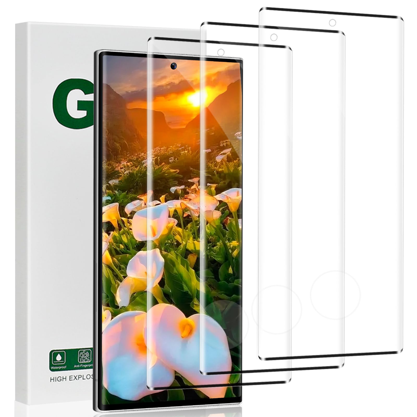 Photo 1 of 3 Pack Galaxy S23 Ultra Screen Protector, Fingerprint Unlock, HD Clear Tempered Glass, 9H Hardness Scratch Resistant, 3D Full Coverage, Easy Install Bubble-Free, for Galaxy S23 Ultra 5G (6.8 Inch)