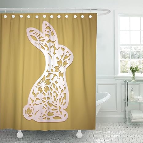 Amazon Varyhomeシャワーカーテンdiecutレーザーカットeaster Bunny Rabbitフローラルファンシーhareのパターン Die切削花防水ポリエステル生地セットフック付き 60 W X 72 L レッド シャワーカーテン ホーム キッチン オンライン通販