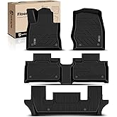 YHTAUTO Floor Mats & Cargo Mat Compatible with 2020-2026 Ford Explorer (6-Passenger Only), TPE Floor Liners All-Weather Protection Custom Fit, 1st & 2nd Row & 3 Rows, Set of 4