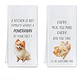 Cilrii Pomeranian Gifts Kitchen Towels, Dog Lovers Gifts for Women Men Dish Tea Towels, Funny Pomeranian Dog Decorative Hand Towel for Kitchen, 16x24 Inch Set of 2