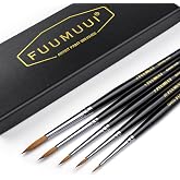 Kolinsky Sable Miniature Watercolor Brushes, Fuumuui 5pcs Professional Small Detail Paint Brushes for Watercolor Gouache Ink and More - Round #00000, #00, #0, #1, #3