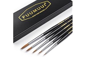 Kolinsky Sable Miniature Watercolor Brushes, Fuumuui 5pcs Professional Small Detail Paint Brushes for Watercolor Gouache Ink and More - Round #00000, #00, #0, #1, #3