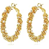 Lumwzt Gold Hoop Earrings for Women 14K Gold Cubic Zirconia Chunky Hoops Lightweight Textured Fashion Jewelry Gift for Her