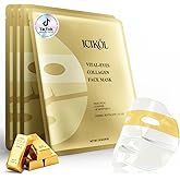 ICIKOL Collagen Face Mask with 24K Gold & Snail Mucin, Extra Eye Care Hydrogel Mask for Age-Defying & Skin Glowing, Overnight Elasticity Repair, 37g x 4 Sheets