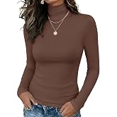 Zeagoo Long Sleeve Turtle Neck Tops Slim Fit Shirt Fleece Lined Thermal Tee | Fashion Clothing,Womens Long Sleeve Tops,Turtleneck Shirt,Business Casual Outfits,Light Fleece Thermal Underwear