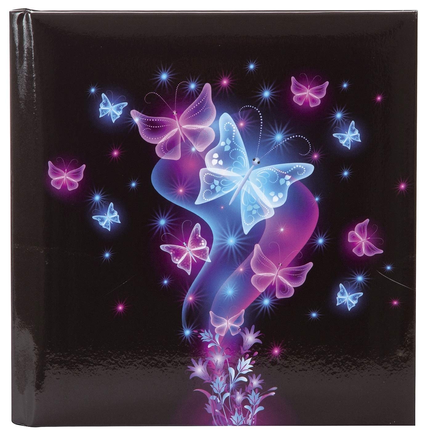 goldbuch 41577 Butterfly Poetry Album, Notebook with 96 White Pages, Diary, Art Print Cover, Journal for Children and Adults, Format 16.5 x 16.5 cm, Thread-Bound, Black/Blue/Pink