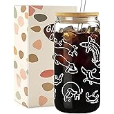 Mikopei Dachshund Gifts for Women Men - Funny Dachshund Glass Cups with Lids and Straws, Cleaning Brush, Gift Box, Weiner Dog Decor, Cute Iced Coffee Cup, Tumbler Smoothie, 16 oz