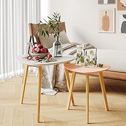 BAMEOS Bamboo Nesting Triangle End Table,Set of 2