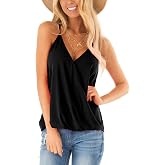 MHTOR Hollow Out Wrap Sleeveless Camisole Summer Vacation Loose Tank Top Holiday Sleeveless Shirt Casual Vest Women Tank Top