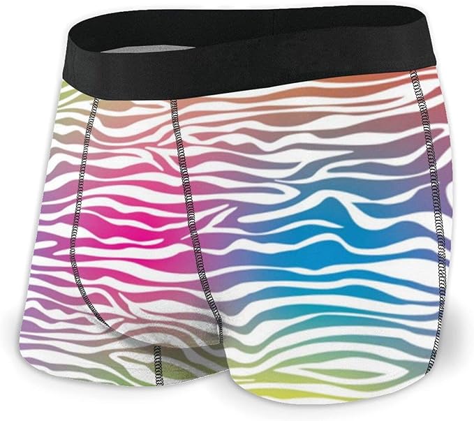 Boxer Briefs For Men Colorful Zebras Skin Sexy Underwear Waistband