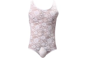 cloudmall Men's Sexy One Piece Leotard Sleeveless Lingerie Bodysuit Sheer Underwear Shorts