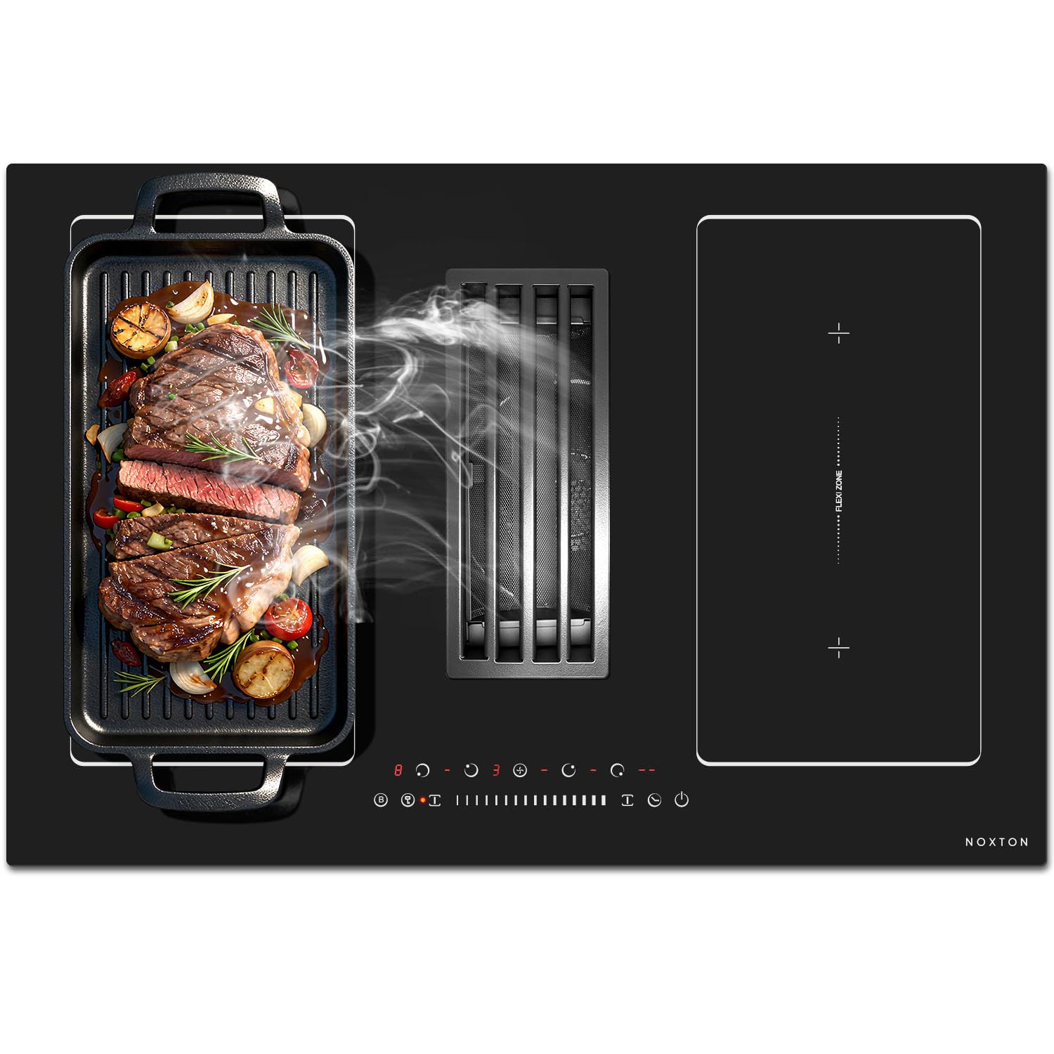 Photo 1 of ***SOLD FOR PARTS***Noxton 30 Inch Induction Cooktop with Downdraft, 7200W 4-Burner Built-in Stove with Ventilation System, Flexible Bridge Element, Boost Function, Safety Lock, 240V Hardwired Electric Cooktop 30 Inch
