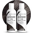 Adore Semi Permanent Hair Color - Vegan and Cruelty-Free Brown Hair Dye - 4 Fl Oz - 110 Darkest Brown (Pack of 2)