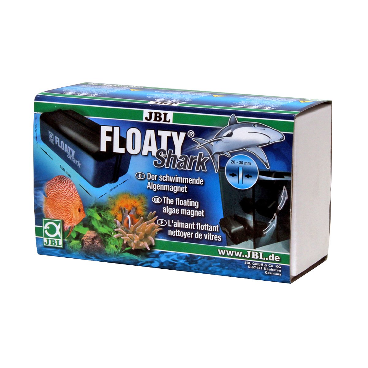 JBL Floaty Shark, Floating glass cleaning magnet for thick aquarium panes