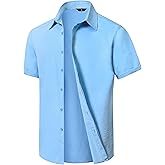 KTTEI Men's Short Sleeve Button Down Shirt Lightweight Stretch Blend Summer Shirts Casual Vacation Beach Tops