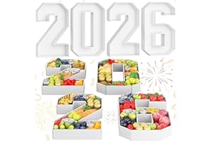 HILAVO 2026 Charcuterie Number Fillable, 4Pcs 13.7" Numbers Charcuterie Board Box 2026 New Year Decorations Food Serving Tray for Graduation Decorations Sports Event Birthday Party Supplies
