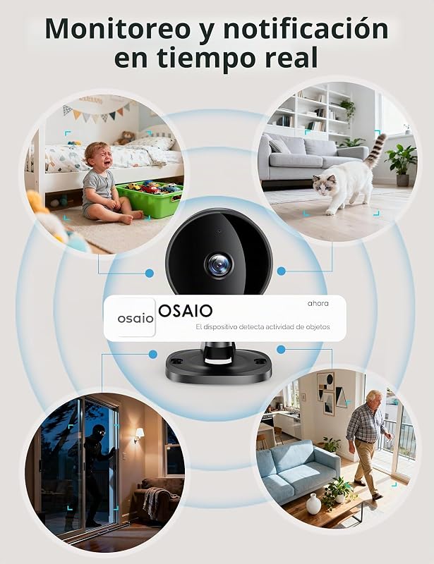 Cámara de Vigilancia WiFi Interior, 1080P FHD Cámara para Bebé/Mascotas con Detección de Movimiento y Sonido IA, Visión Nocturna, Audio Bidireccional, App, Alexa y Google Home, 2-Pack