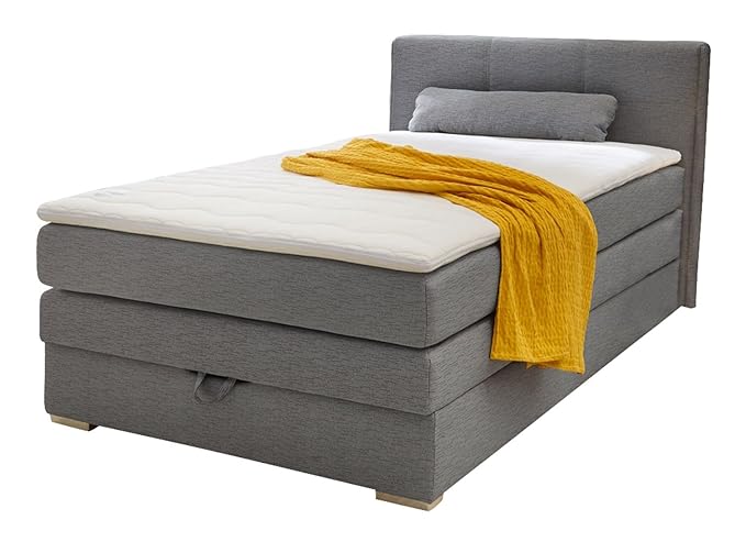 Boxspringbett Polsterbett Einzelbett ELIN | 120x200 cm | Grau | Bonellfederkernmatratze