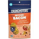 Crunchsters Crunchy Sprouted Mung Beans, Plant-Based Protein Super-Snack and Salad Topper, Gluten-Free, Nut-Free, Vegan, 6g Protein per Serving, 4oz. Bags (1 Pack, Beyond Bacon)