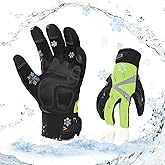 Vgo... 1-Pair -4℉ or above 3M Thinsulate C100 Lined High Dexterity Touchscreen Synthetic Leather Winter Warm Work Gloves, Waterproof Insert (Size L, Fluorescent Green, SL8777FW)
