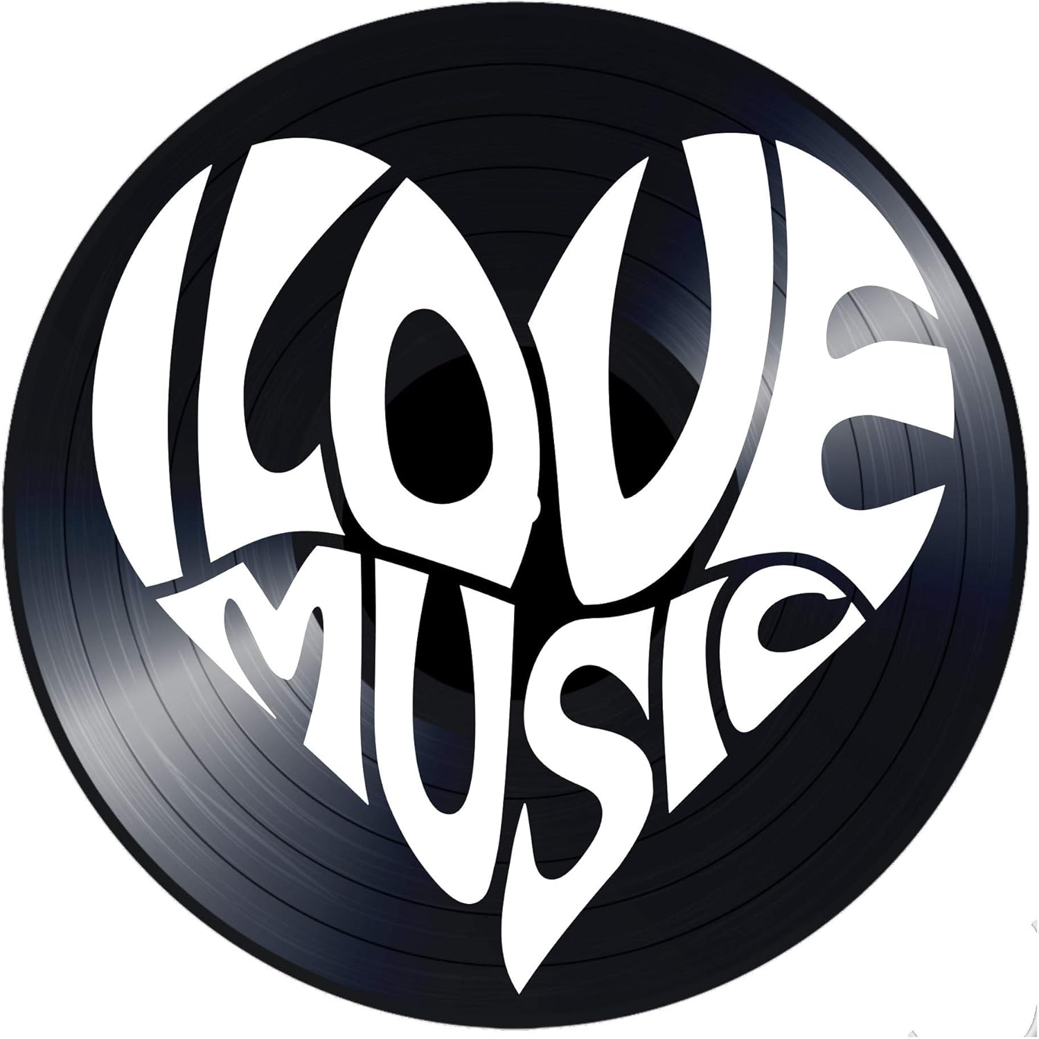 Mixed Media - I Love Music Quote on a Vintage LP Vinyl Record Wall Musician Gift Repurposed Record Wall Decor