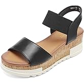 DREAM PAIRS Womens Open Toe Strap Casual Flatform Platform Wedges Sandals