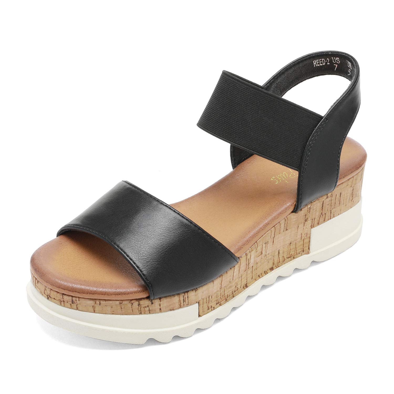 Photo 1 of DREAM PAIRS Womens Open Toe Strap Casual Flatform Platform Wedges Sandals,Size 7,Black,REED-2