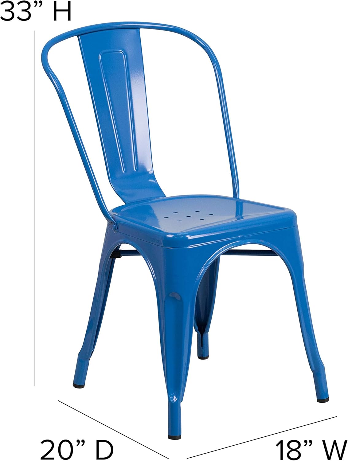Flash Furniture Commercial Grade Blue Metal Indoor-Outdoor Stackable Chair : Furniture & Decor
