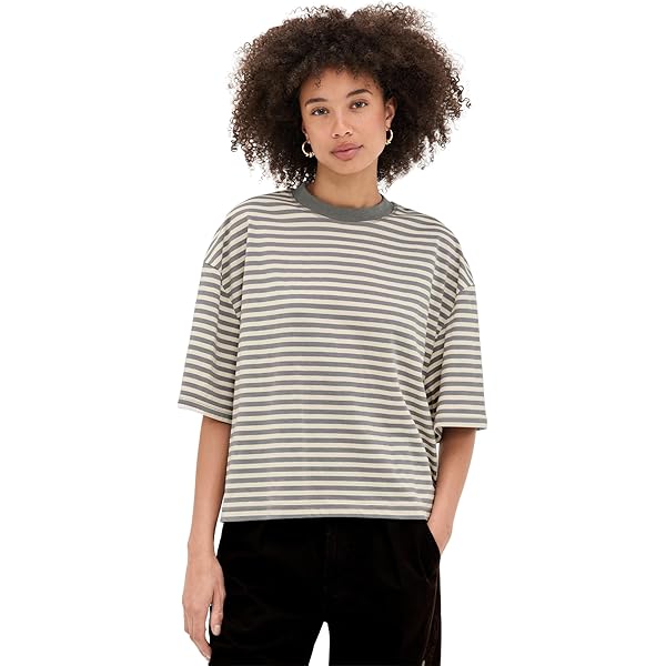 【8/20まで！】EBONY bloom long shirts Lioness Women's Bloom Long Sleeve Tee, Beige Stripe, XXXXS at