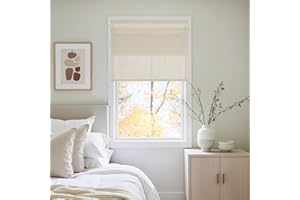 NICETOWN Natural Linen No Drill Roman Shades for Windows, French Front Door Curtain Solid Cordless Blinds for Farmhouse Door Window Covering with Light Filgtering, W26 x L69, 1Pc